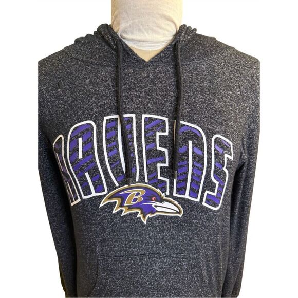 Baltimore Ravens NFL Soft Hooded Pullover Sz. S Grey Zebra Print Football - Picture 2 of 6